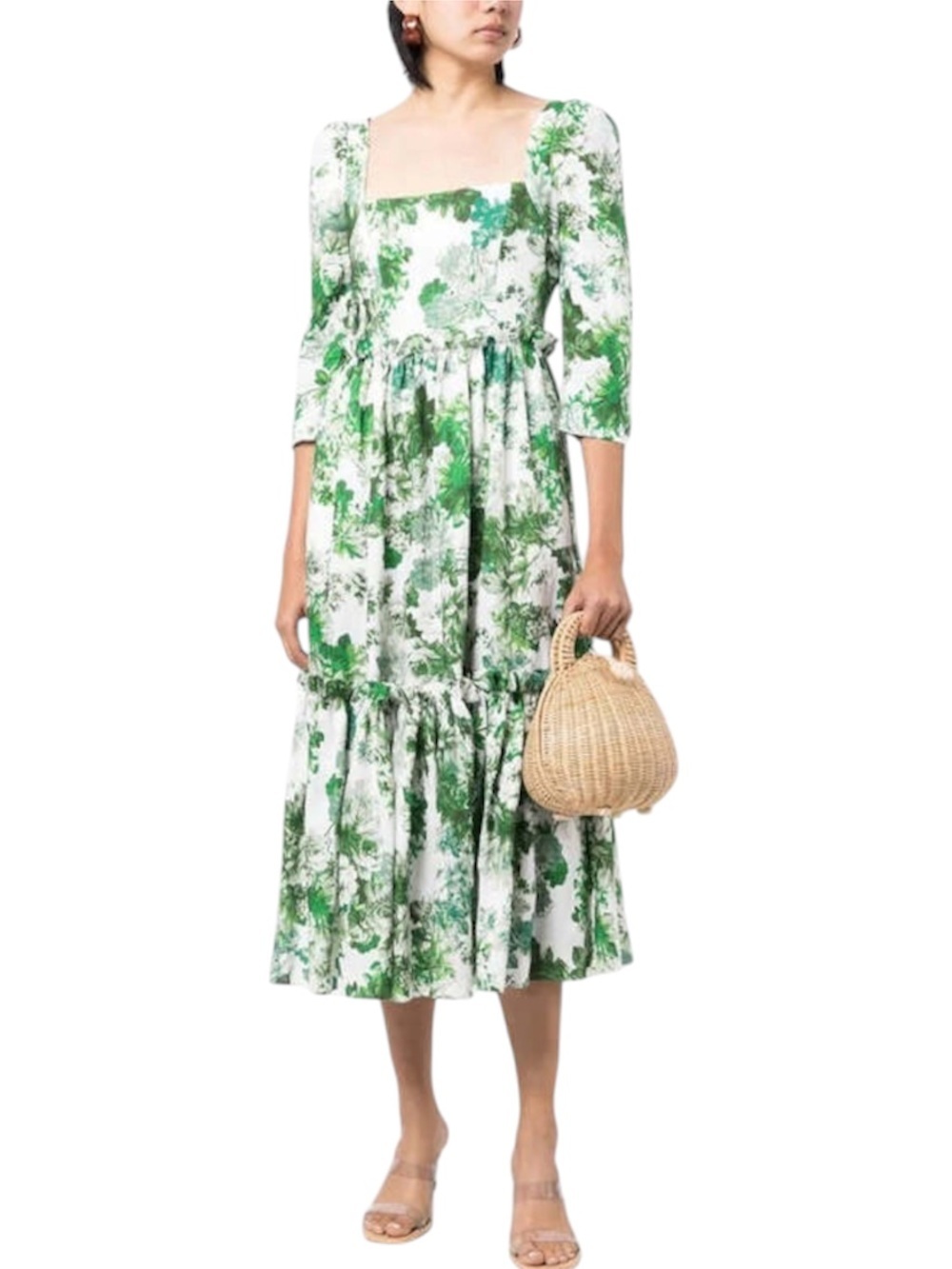CARA CARA Women’s Blue Hill Floral Dress 100% LINEN